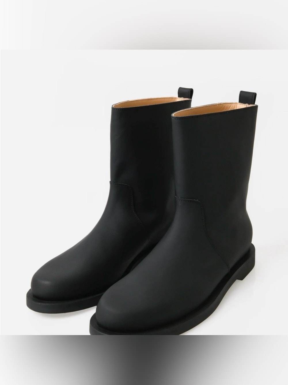Dear Frances Minimalist Black Leather Mid-Calf Boots Size 38 (Retail $640)